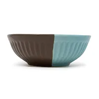 The Himalayan Goods Company Handmade Stacking Pasta Noodle Snacks Rice Stoneware Ceramic Serving Bowl (Turquoise, 750 Ml)-thumb1