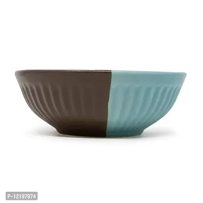 The Himalayan Goods Company Handmade Stacking Pasta Noodle Snacks Rice Stoneware Ceramic Serving Bowl (Turquoise, 750 Ml)-thumb2