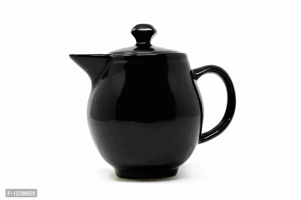 The Himalayan Goods Company - Stoneware Ceramic Coffee Tea Spouted Pot or Serving Teapot (550ml) (Black)