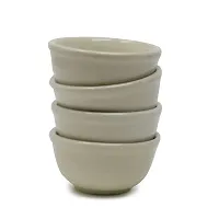 The Himalayan Goods Company - Set or Pack of Stoneware Ceramic Stacking Dessert or Chutney or Sauce Bowls 125 ml (Off-White)-thumb1