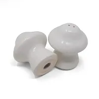 The Himalayan Goods Company Set Pack of Mushroom Shaped Ceramic Salt Pepper Spice Shaker Sprinkler (White)-thumb2