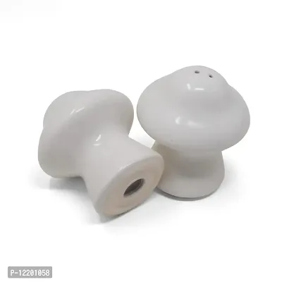 The Himalayan Goods Company Set Pack of Mushroom Shaped Ceramic Salt Pepper Spice Shaker Sprinkler (White)-thumb3