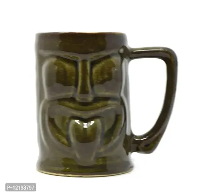 The Himalayan Goods Company - Cool Ceramic Tiki Mug Party Mugs Glasses, Beer Cocktail Hawaii, Island Mugs 375ml (Rustic Brown)-thumb2