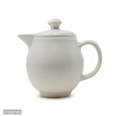 The Himalayan Goods Company - Stoneware Ceramic Coffee Tea Spouted Pot or Serving Teapot (550ml) (White)