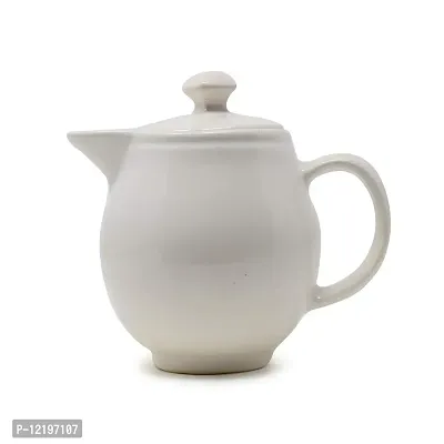 The Himalayan Goods Company - Stoneware Ceramic Coffee Tea Spouted Pot or Serving Teapot (550ml) (White)-thumb0