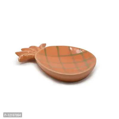 The Himalayan Goods Company Stoneware Ceramic Pineapple Ladle Spoon Rest Stand or Small Snacks Serving Tray (7.5 x 4.5 inches) (Orange)-thumb0