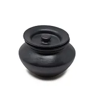 The Himalayan Goods Company - Stoneware Ceramic Pottery Jar Pot or Indian Handi (Black)-thumb1