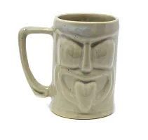 The Himalayan Goods Company - Cool Ceramic Tiki Mug Party Mugs Glasses, Beer Cocktail Hawaii, Island Mugs 375ml (Tan or Beige)-thumb1