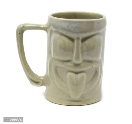 The Himalayan Goods Company - Cool Ceramic Tiki Mug Party Mugs Glasses, Beer Cocktail Hawaii, Island Mugs 375ml (Tan or Beige)-thumb2