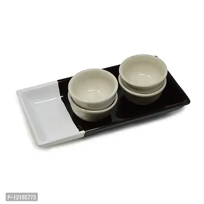 The Himalayan Goods Company - Set or Pack of Stoneware Ceramic Stacking Dessert or Chutney or Sauce Bowls 125 ml (Off-White)-thumb3