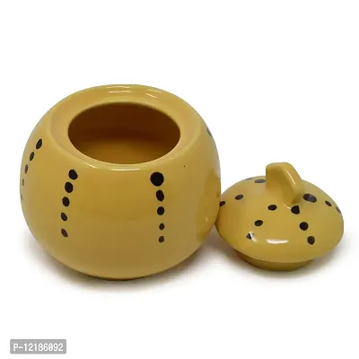 The Himalayan Goods Company Ceramic Sugar Pot or Pickle Jar Spice Slat Container 275 ml (Yellow)-thumb2