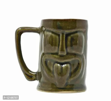 The Himalayan Goods Company - Cool Ceramic Tiki Mug Party Mugs Glasses, Beer Cocktail Hawaii, Island Mugs 375ml (Rustic Brown)