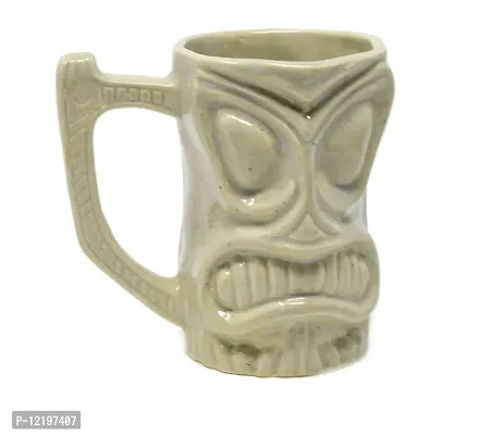 The Himalayan Goods Company - Cool Ceramic Tiki Mug Party Mugs Glasses, Beer Cocktail Hawaii, Island Mugs 375ml (Tan Beige)-thumb0