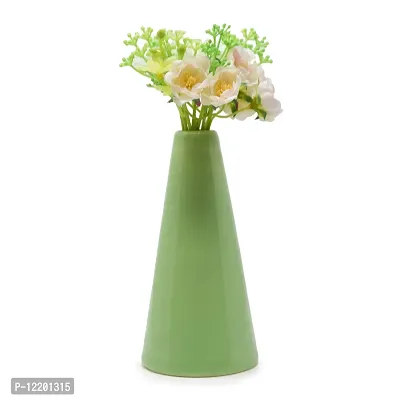 The Himalayan Goods Company - Stoneware Ceramic Geometry Conical Flower, Bud Or Decorative Vase Contemporary Design - 6.5 in (Parrot Green)