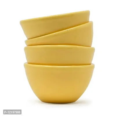 The Himalayan Goods Company Multipurpose Ceramic Sauce Dip, Chutney, Kitchen Measuring, Dessert Serving Bowl (Yellow, Small, 4)-thumb2