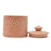 The Himalayan Goods Company Ceramic Pickle Jar - 400ml, Pink, Peach Puff Salmon-thumb1