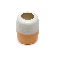 The Himalayan Goods Company Decorative Ceramic Vase Bud Vase Flower Pot 5.75 x 4 inches (Orange and White)-thumb1