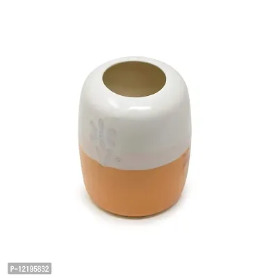 The Himalayan Goods Company Decorative Ceramic Vase Bud Vase Flower Pot 5.75 x 4 inches (Orange and White)-thumb2