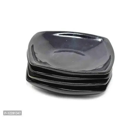 The Himalayan Goods Company Ceramic Small Serving Plates , 4.5 Inches (Black) - Pack of 4