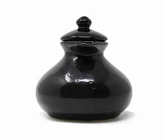 The Himalayan Goods Company Stoneware Ceramic Milk Oil Jug Pourer Dispenser Round, 350ml (Black)-thumb1