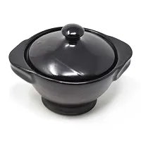 The Himalayan Goods Company Natural Stoneware Ceramic Pot, (300 ml, Black)-thumb1