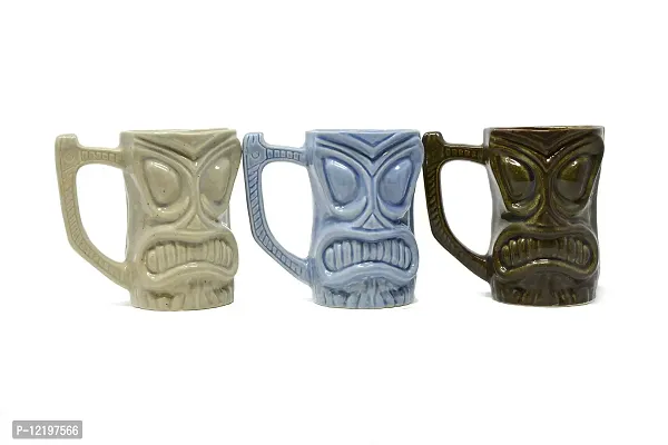 The Himalayan Goods Company Cool Ceramic Tiki Party Mugs Glasses, Beer Cocktail Hawaii, Island Mug 375 ml (Light Sky Blue)-thumb4