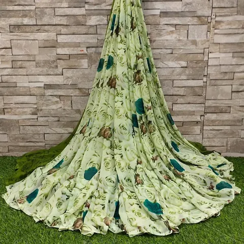 Trending Georgette Printed Sarees With Blouse Piece