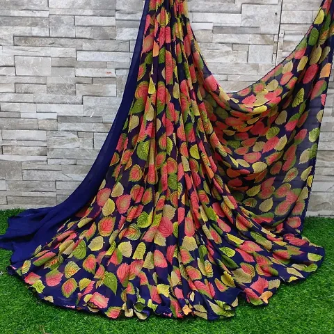 Beautiful Georgette Floral Printed Sarees With Blouse Piece
