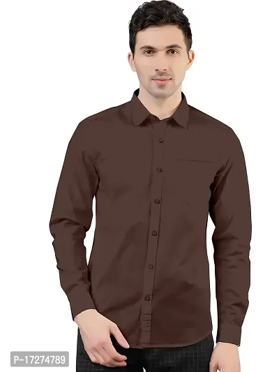 PURNDEEP Enterprise Men Plain Shirt (X-Large, Brown)