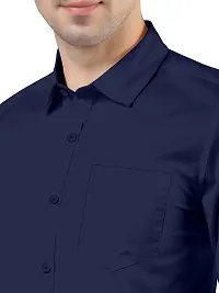 PURNDEEP Enterprise Men Plain Shirt (XX-Large, Navy Blue)-thumb3