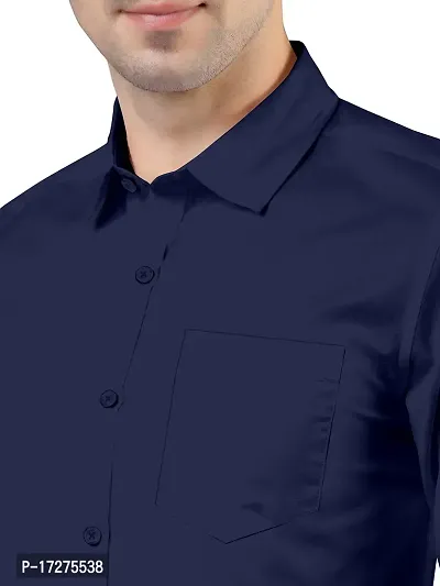 PURNDEEP Enterprise Men Plain Shirt (XX-Large, Navy Blue)-thumb4