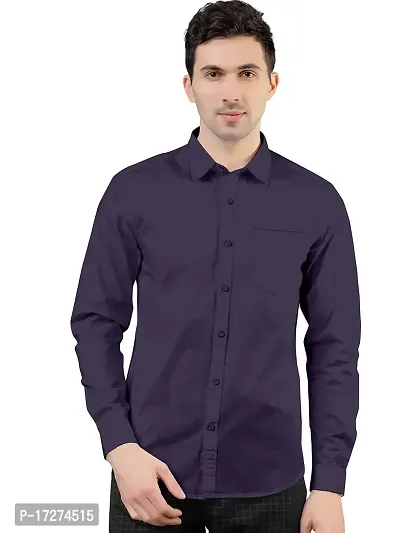 PURNDEEP Enterprise Men Plain Shirt (Large, Purple)