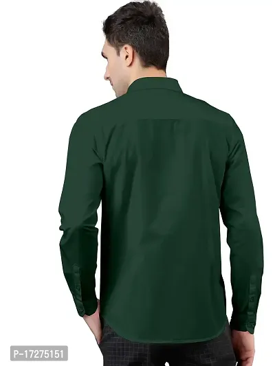 PURNDEEP Enterprise Men Plain Shirt (Large, Dark Green)-thumb5