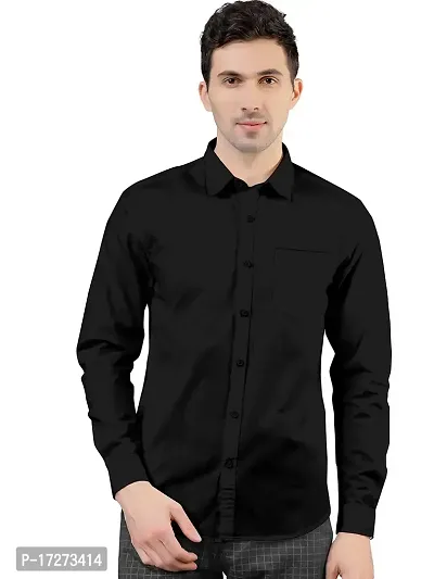 PURNDEEP Enterprise Men Plain Shirt (Medium, Black)-thumb0