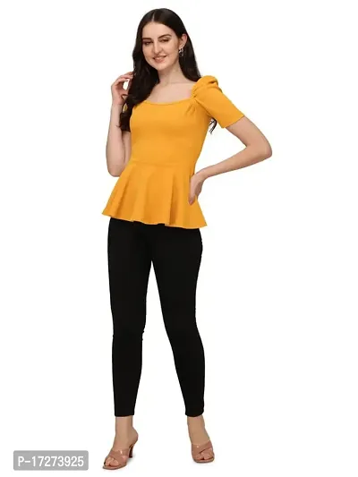 PRD PURNDEEP Enterprise?Women's Regular Square Neck Half Sleeve Lycra Top-thumb6