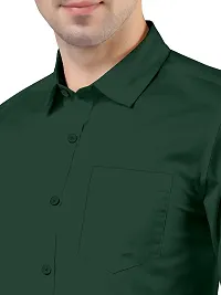 PURNDEEP Enterprise Men Plain Shirt (Large, Dark Green)-thumb3