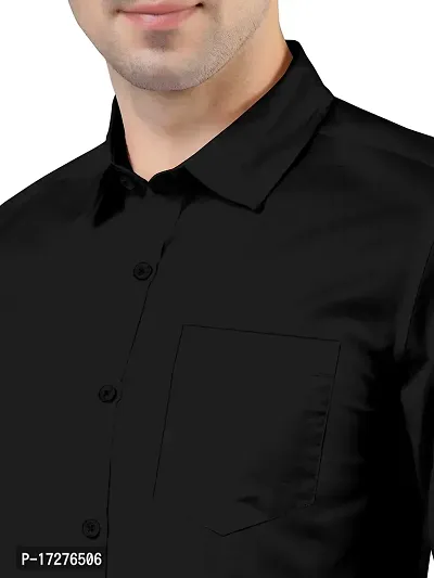 PURNDEEP Enterprise Men Plain Shirt (Large, Black)-thumb4