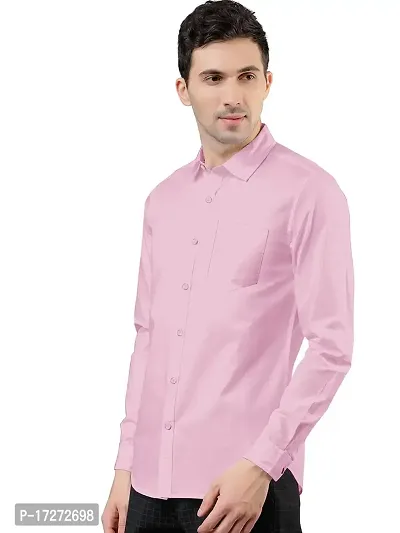 PURNDEEP Enterprise Men Plain Shirt (Medium, Baby Pink)-thumb2