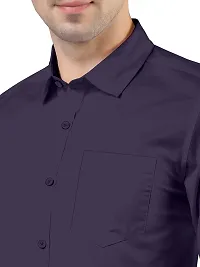 PURNDEEP Enterprise Men Plain Shirt (Large, Purple)-thumb3