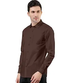 PURNDEEP Enterprise Men Plain Shirt (Medium, Brown)-thumb1