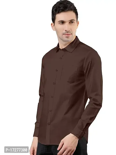 PURNDEEP Enterprise Men Plain Shirt (Medium, Brown)-thumb2