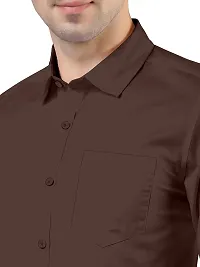 PURNDEEP Enterprise Men Plain Shirt (Medium, Brown)-thumb3