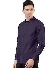 PURNDEEP Enterprise Men Plain Shirt (Large, Purple)-thumb1