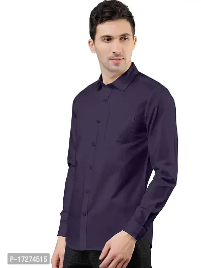 PURNDEEP Enterprise Men Plain Shirt (Large, Purple)-thumb2