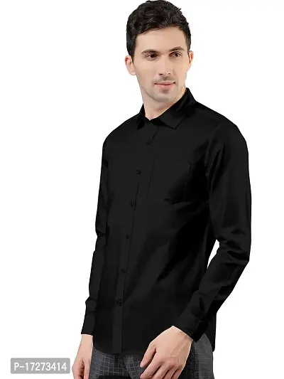 PURNDEEP Enterprise Men Plain Shirt (Medium, Black)-thumb2