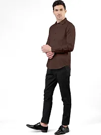 PURNDEEP Enterprise Men Plain Shirt (Medium, Brown)-thumb2