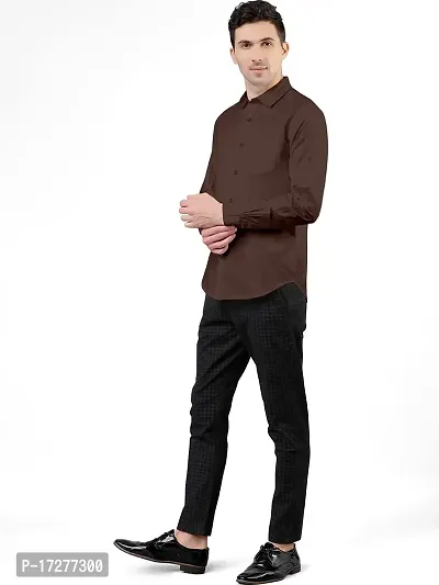 PURNDEEP Enterprise Men Plain Shirt (Medium, Brown)-thumb3