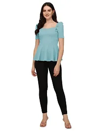 PRD PURNDEEP Enterprise?Women's Regular Square Neck Half Sleeve Lycra Top-thumb2