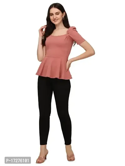 PRD PURNDEEP Enterprise?Women's Regular Square Neck Half Sleeve Lycra Top-thumb6