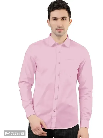 PURNDEEP Enterprise Men Plain Shirt (Medium, Baby Pink)-thumb0